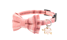 קולר חתולים עם פפיון, פעמון וקישוט לב